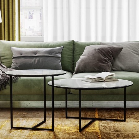 Majore Glass Coffee table, 800 × 800 × 390 mm, white Lacobel color-3