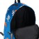 A backpack with a zipper, the color is blue