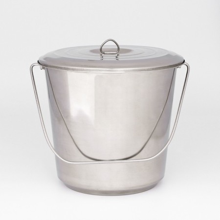 A bucket with a lid, 19 liters, a measured scale, stainless steel