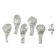 Set of candle in cake + 5 balls, number 4, silver