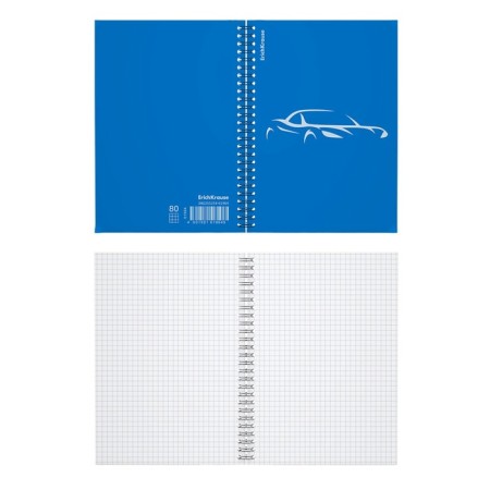 Notebook A5 80 sheets in a cage on a spiral Erichkrause Mirage, with a plastic cover blue,-2