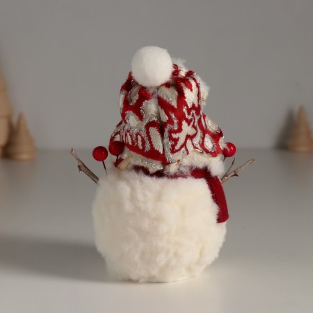 Souvenir Textile "Snowman in a scarf with berries in the hands" 7.5x7.5x12.5 cm-2