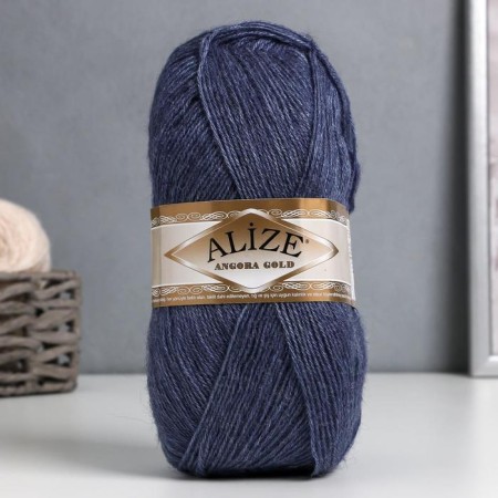 Yarn "Angora Gold" 20%wool, 80%acrylic 550m/100g (203 - jeans Melange)