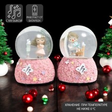 Souvenir Polystone Water Ballion Music, “Boy violinist/Girl” MIX 10x10x15 cm spins
