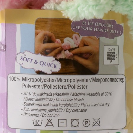 Yarn "Puffy Color" 100 % micropoliester 9m/100g (5862 multi -colored)-3