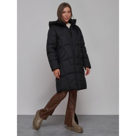 Coat insulated winter female, size 44, black color-2
