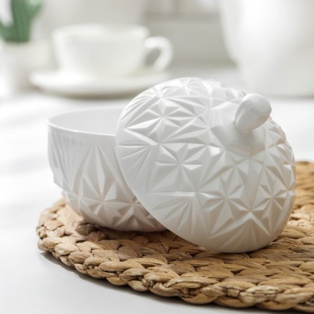 Sugar with a lid "charm", 350 ml, white color-1
