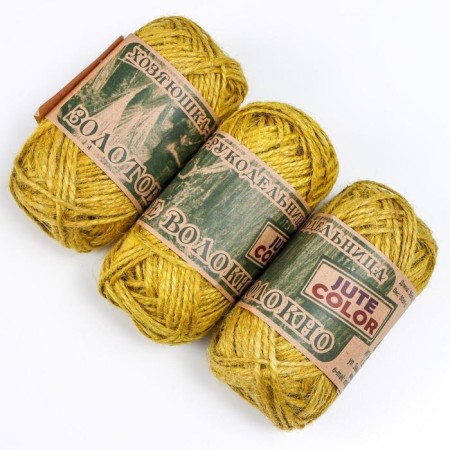 Yarn "Golden Jute fiber" 100% jute 50m/50g set 3pcs (yellow)-1