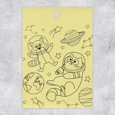 Paper stickers "Space animals", with coloring on the back, 11 × 15.5 cm-2