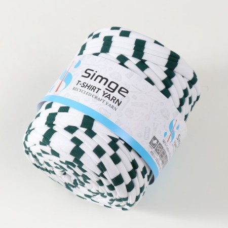Knitted yarn secondary 90% cotton, 10% p/e, 100m/450 ± 50 g (white-green strip)-1