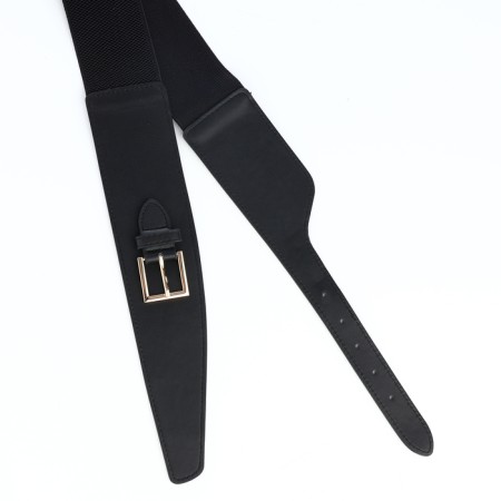 Women's belt, width 6 cm, buckle metal, black color-4