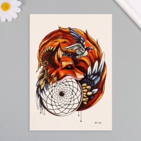 Tattoo on the body color "Fox - Keeper of Dreams" 26.1x14.6 cm-1