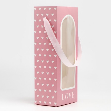 Package Pack for Flowers with a plastic window, love, pink, 30 x 12 x 8 cm-4