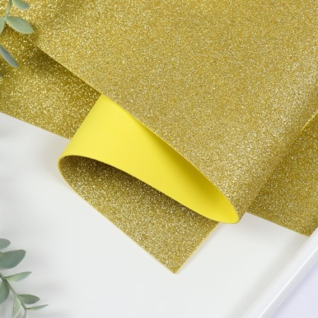 Foamiran glitter 2 mm, 50x50 cm, light golden
