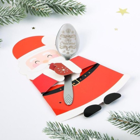 Spoon on the postcard "Happy New Year!", 3 x 14 cm-1
