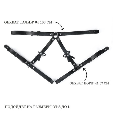 BDSM Podsm Oki, on a belt, with bows, eco-leather, OS size, black-6