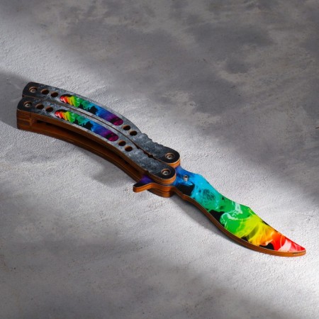 Wooden souvenir "Butterfly knife" rainbow