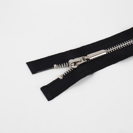 Metallic lightning, No. 5, 2 runners, connective, automatic locks, 80 cm, black color/nickel-1