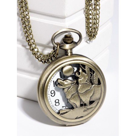 Pocket watches "Wolves", quartz, chain L-40 cm, D-4.5 cm-1