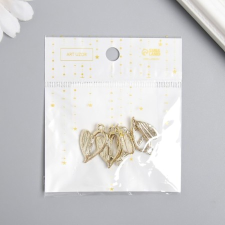 Decor for creativity metal, rhinestones "different halves of the heart" gold 1.8x2.5 cm-2