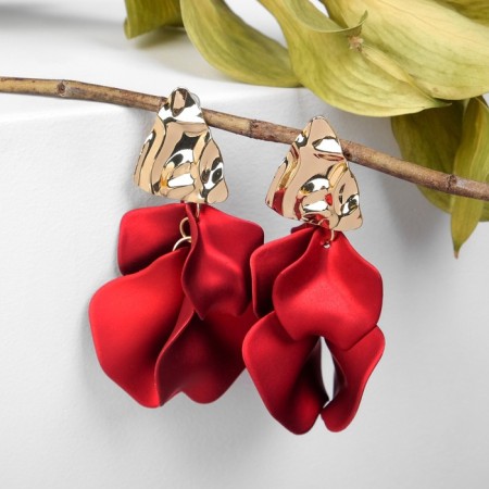 Earrings Assorted "Wind" crumpled triangles, the color of the red-gold