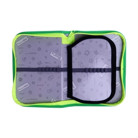 Penal 3 sections, tab inside, 140 x 210 x 40 mm, fabric, calligrata top Block "Dinosaur"-4