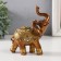 Souvenir Polystone "Elephant in the Golden Popon with Rhili" 11x5.7x13 cm