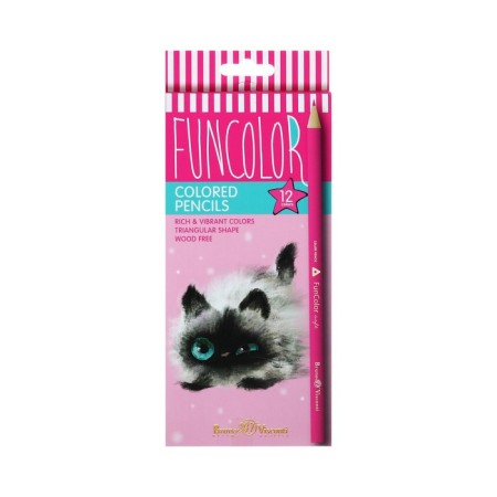 Pencils 12 colors Funcolor, plastic, three -sided, mix-10