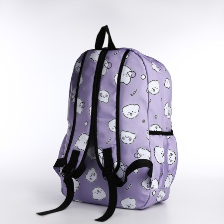 School backpack from textiles on lightning, 3 pockets, pencil case, lilac color-5