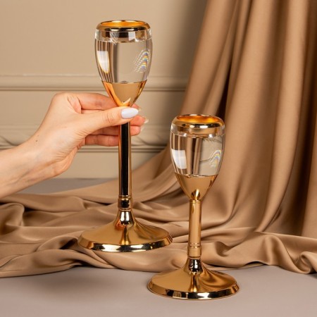 Summary metal, glass for 1 candle “Serene”, color gold 11 x 11 x 25.5 cm-10