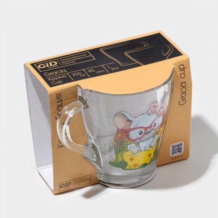 Mug "Funny Beasts", glass, 250 ml, in gift packaging, Mix drawing-9