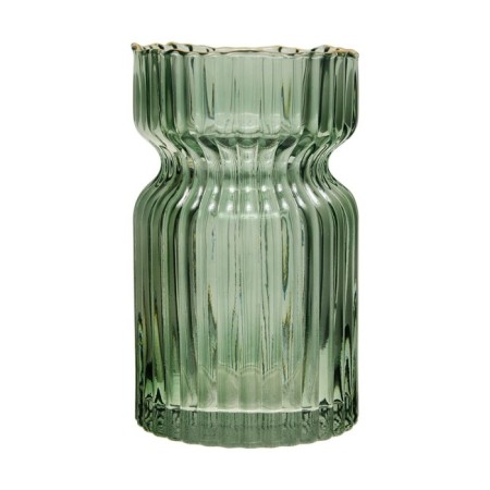 Decorative vase of embossed glass, 120 × 120 × 190 mm, green color-4