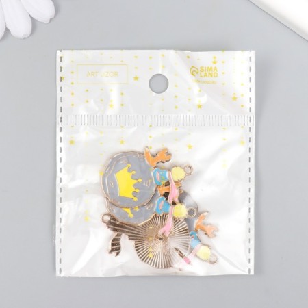 Decor for creativity metal, enamel "Boy and Fox" 2.5x3.7 cm-3