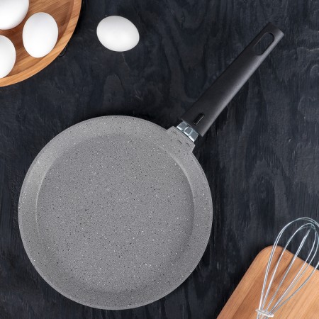 Pancake pan, d = 24 cm, plastic handle, anti -stick coating, light marble color
