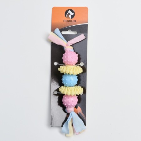 Premium chewing pier toy on a rope, 5 elements, thermoplastic rubber, mix-4
