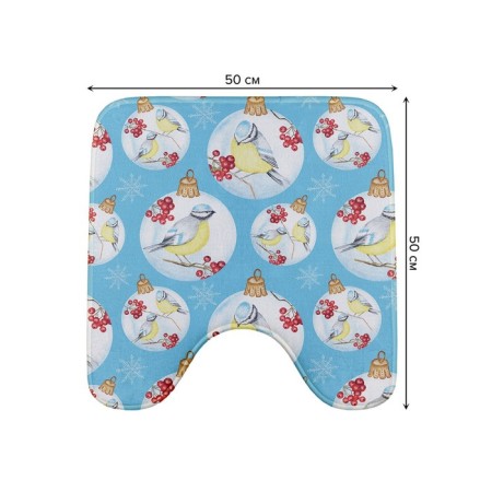 A mat for the toilet "Tits on a branch", anti -slip, size 50x50 cm-1