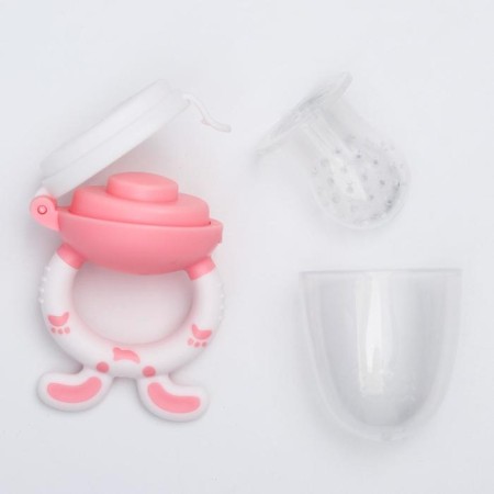 Nibbler for feeding, with silicone mesh "Bunny" color pink color-1
