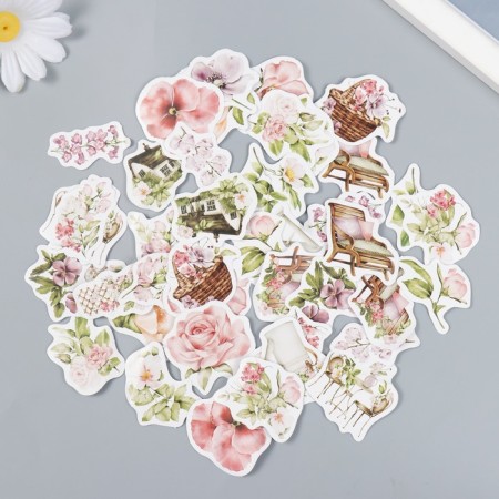 Stickers for creativity "Pink Garden" set 46 pcs 4.4x4.4x1.1 cm