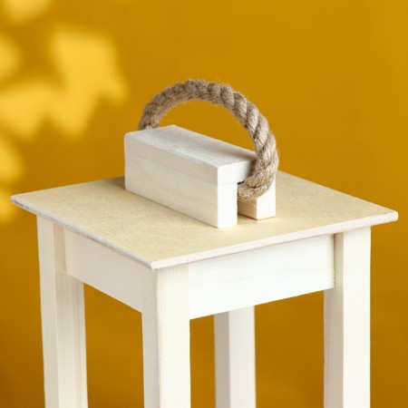 Kashpo wooden 12 × 12 × 30 cm "flashlight", handle rope, natural give beautifully-2