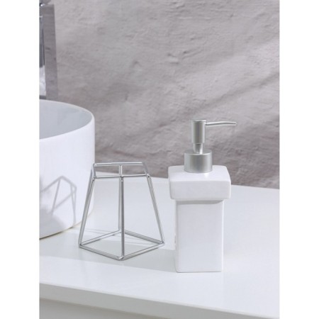 Liquid soap dispenser on Savanna "Geometric" stand, 250 ml, white color-3