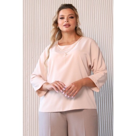 Female blouse, size 48, beige color-4