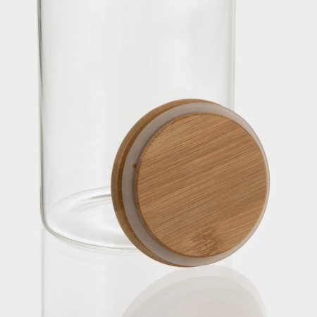 Glass Bank for bulk products with a bamboo cover Magistro "Eco", 1 l, 9.5 × 18 cm-4