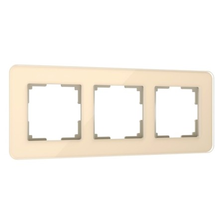 Frame W0032443, 3 Elite sockets, ivori, glass