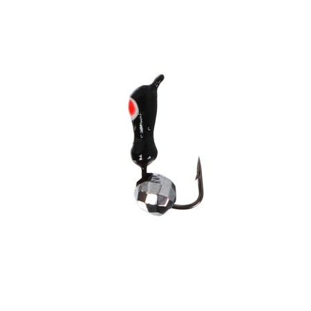 Mormyshka ants black, red eye + ball is faced silver, weight 0.3 g-1