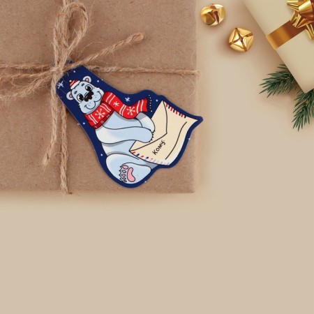 Schildik decorative for the gift "Bear with a letter", 5.3 x 7.6 cm, New Year-2