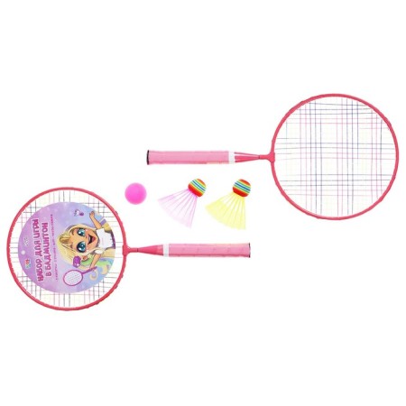 A set for badminton onlytop "cutie": 2 rackets 44 cm, 2 oolna, ball, cover, pink color-5