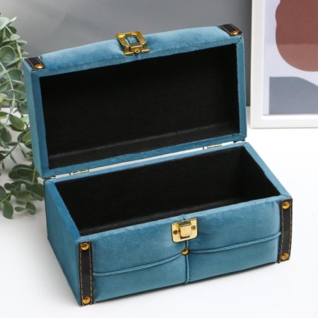 Casket wood velvet "Sea wave" 11x13x20 cm-1