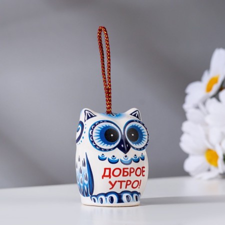Souvenir bell "Owl. Good morning", Gzhel, 5cm-1