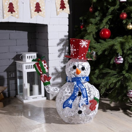 LED figure "Snowman" 33 × 65 × 27 cm, metal, textiles, 220 V, glow of multi-1