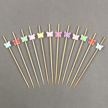 Wooden skewers "Butterflies", 12 cm, set 12 pcs.-1